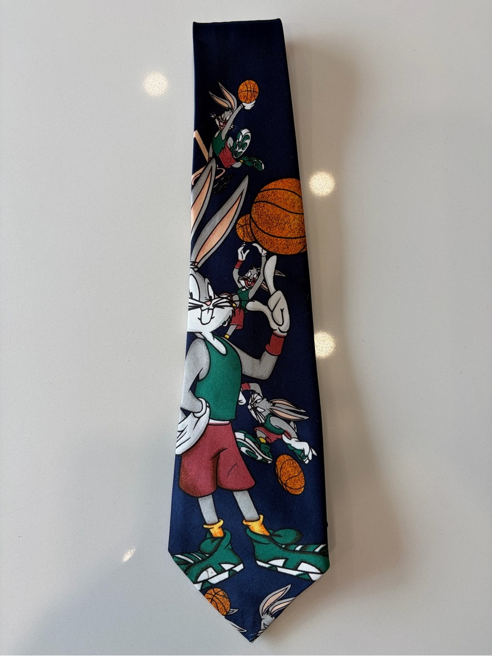 Navy Bugs Bunny Basketball Print Tie